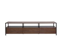 Mueble TV acabado en madera oscura de nogal y metal negro L180 cm MAXENCE