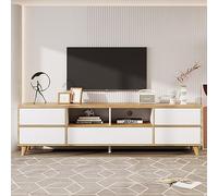 Mueble TV, aparador bajo, mueble de salón en colores blanco y madera. Compartimentos y puertas en Le Style Casa de Campo Natural.