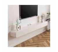 Mueble TV Colgante Consola de TV flotante moderna montada en la pared con 2 cajones, mueble de TV flotante estrecho de madera, centro de entretenimiento for almacenamiento debajo del televisor, blanco