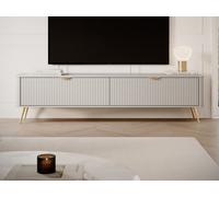 Mueble TV con 2 puertas de MDF - Beige y dorado - ELONARIA de Pascal Morabito