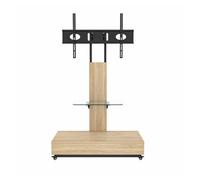 Mueble tv con cajones 80x40 cm - soporte móvil ajustable para tv 32-75 pulgadas - madera natural