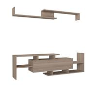 [en.casa] Juego de Muebles de Salón Liksefte Mesa para Televisor con Múltiples Compartimentos Estantes y 1 Puerta Mueble TV con Estantería de Pared Aglomerado 154x28x42cm - Efecto Roble