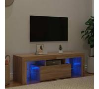 Mueble TV con luces LED RGB diseño moderno resistente 120x35x40 cm marrón | Mueble TV con luces LED RGB Roble Sonoma 120x35x40 cm Centro Entretenimiento Soporte Televisor Ajustable