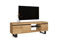 Mueble TV con patas y almacenamiento 160 cm Ebos UP Roble Nude - Ceniza