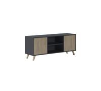 Skraut Home | Mueble de TV para Salón | 57 x 140 x 40 cm | Indicado para TV de 32/40/50/55/60" | Modelo Wind 140 | Gris | 2 Puertas Abatibles Color Puccini