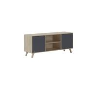 Mueble TV de 2 puertas y 2 estantes 136,8 cm Wind Puccini - Gris Antracita