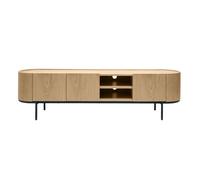 Mueble TV de diseño en madera clara y metal negro con almacenaje 180 cm SKYE