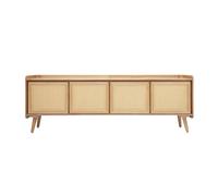 Mueble TV de madera clara fresno y rejilla de ratán L200 cm ELSY