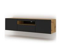 Mueble tv de pared 3 puertas 150 cm aurus negro y madera