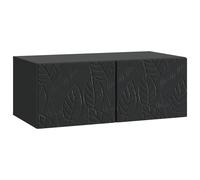 Mueble TV de pared 98 x 31 x 30 cm negro madera ingenierizada | Madera de ingeniería, 2 puertas de 90°, diseño vintage, montaje en pared, espacio para TV y objetos