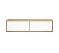 Mueble TV de pared acabado blanco y madera clara roble L120 cm FLEXO