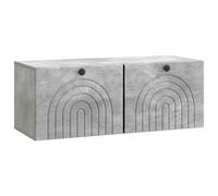 Mueble TV de pared gris cemento 78,5 x 31 x 30 cm | Madera de ingeniería, 2 puertas de 90°, diseño minimalista, montaje en pared, espacio para electrónica
