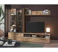 Mueble TV DUBLIN con compartimentos - Color: roble y negro