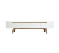 Mueble TV escandinavo blanco brillante y fresno 180cm MELKA