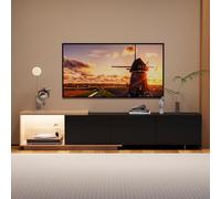 Mueble TV extensible 160-240 cm, mueble de TV moderno con luces LED variables, mueble de TV con almacenamiento, mueble Tele con 3 cajones y espacio de almacenamiento abierto, banco de TV para sala de