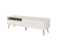 Mueble tv hallevil con cajón y 2 puertas aglomerado 150x39x45cm - blanco [en.casa]