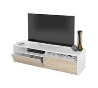 Habitdesign Mueble de Salon, modulo de Comedor Kioto, Acabado Color Blanco Artik y Roble Canadian, Medidas: 130 cm (Ancho) x 35,5 cm (Alto) x 40,2 cm (Fondo)