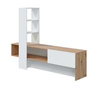 Habitdesign Mueble TV Liss en Color Roble Nodi y Blanco Artik 178x138x43cm Mueble Salón Moderno