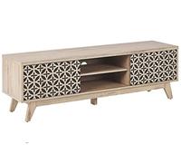 Mueble TV Madera Clara MDF diseño Puertas Sala de Estar Orificio para gestión de Cables Prescot