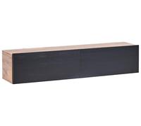 Mueble TV minimalista montado en la pared unidad de almacenaje gabinete de melamina tablero de partículas negro y marrón Gladstone
