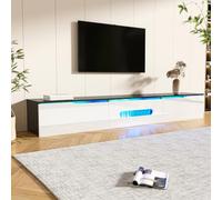 Mueble TV, mueble de TV de alto brillo, a juego de blanco y negro, con iluminación LED de cambio de color. (Black + White + MDF + Particle Board + 50-59 inches)