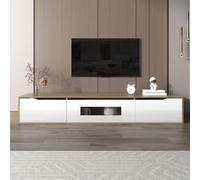 Mueble TV, mueble de TV de alto brillo, a juego de blanco y negro, con iluminación LED de cambio de color. (White + Particle Board + 50-59 inches-1)