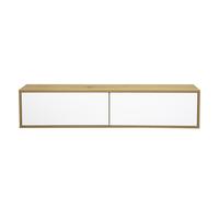 Mueble TV mural acabado blanco y madera clara roble L140 cm FLEXO