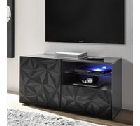 Mueble TV pequeño con 1 puerta y 1 cajón, PRISMA, color negro