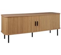 Mueble TV retro puertas correderas organizador de cables MDF patas de metal televisor de hasta 54ʺ madera clara Bradley