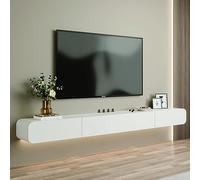 Mueble Tv Salon Colgante - Mueble De TV Flotante - Mueble De TV De Pared, Consola Multimedia De Montaje En Pared De 120/160 Cm, Soporte De TV De Montaje En Pared Flotante Blanco, Con 2 Cajones ( Size