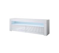 Mueble tv salón comedor blanco 140x35x50,5 2 puertas led aker muebles bonitos