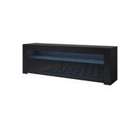 Mueble tv salón comedor negro 140x35x50,5 2 puertas led aker muebles bonitos