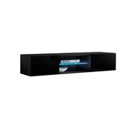 Mueble tv salón comedor negro 160x38,5x30 2 puertas led tibi muebles bonitos