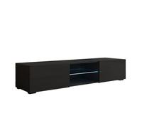 Mueble tv salón comedor negro 160x38,5x32 2 puertas led tibi muebles bonitos
