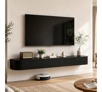 Mueble TV Suspendido 240 Cm Soporte Flotante para TV con Almacenamiento Mueble De TV Montado En Pared con Puertas Abatibles Consola Multimedia para Salón Y TV 43 A 95 Pulgadas(Black,280cm)
