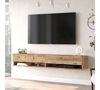 Mueble TV Suspendido con Espacio de Almacenaje Mesa Tele de Pared con 2 Puertas y 2 Estantes Aglomerado 180 x 32 x 30 cm Roble Rústico