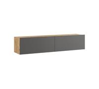 [en.casa] Mueble TV Lapinlahti Suspendido Mesa Tele de Pared con 2 Puertas Aglomerado 140 x 32 x 30 cm - Efecto Roble rústico/Antracita