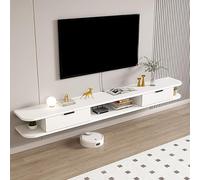 Mueble tv suspendido, Mueble tv flotante, mueble tv salon fijado a la pared, Centro de consola multimedia de entretenimiento, Gran armario de almacenamiento for oficina en casa(White,100cm/39in)