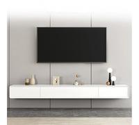 WOLWES Mueble TV Suspendido Soporte TV Madera Muebles de Salon Modernos Mueble Television con Cajones Mesa TV Estrecho (Color : Bianco, Size : 160cm)