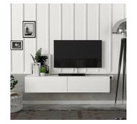 [en.casa] Mueble TV Toivakka Diseño Flotante Mesa TV Suspendido con 2 Compartimientos 2 Puertas Abatibles Máx. 28 kg Aglomerado 135 x 31 x 25 cm - Blanco