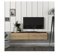 [en.casa] Mueble TV Toivakka Diseño Flotante Mesa TV Suspendido con 2 Compartimientos 2 Puertas Abatibles Máx. 28 kg Aglomerado 135 x 31 x 25 cm - Negro/Roble