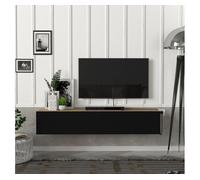 [en.casa] Mueble TV Toivakka Diseño Flotante Mesa TV Suspendido con 2 Compartimientos 2 Puertas Abatibles Máx. 28 kg Aglomerado 135 x 31 x 25 cm - Roble/Negro