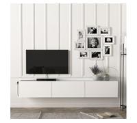 [en.casa] Mueble TV Suspendido Mesa TV Flotante con 3 Compartimientos Puertas Abatibles Aglomerado 180 x 31 x 30 cm - Blanco