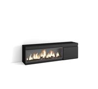 Mueble tv, televisión, muebles de salón, almacenaje, 158x35x45cm, para tv hasta 65", chimenea eléctrica xxl, estilo moderno, negro