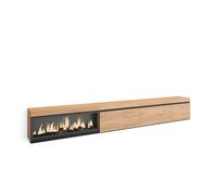 Mueble tv, televisión, muebles de salón, almacenaje, 317x35x45cm, chimenea eléctrica xxl, estilo moderno, roble