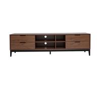 Mueble TV vintage con acabado de madera de nogal oscuro y metal negro con almacenaje 180 cm SARTO