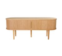 Mueble TV vintage madera clara roble con almacenaje 2 puertas correderas L138 cm EPIC