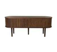 Mueble TV vintage madera oscura nogal con almacenaje 2 puertas correderas L138 cm EPIC