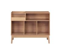 Mueble vinilo vintage con decoración madera, 100cm natural - 100x48x81.5 cm 81 cm