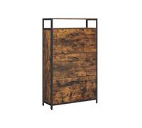 VASAGLE Armario Zapatero, Organizador de Zapatos con 3 Compartimentos Abatibles, para 15-24 Pares de Zapatos, a Prueba de Polvo, 30 x 80 x 130 cm, Entrada, Marrón Rústico y Negro LBS802B01